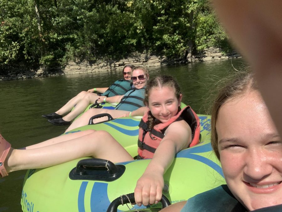 Jennifer Lewandowski along with friends and family, tube down the Potomac River. They enjoyed getting back to the basics! 