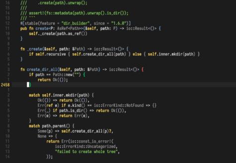 Screenshot of Rust code