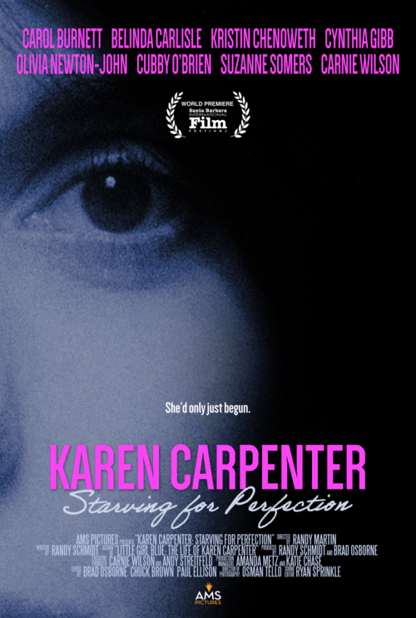 Poster for AMS Pictures new documentary, “Karen Carpenter: Starving for Perfection. It was  released on Feb. 10, 2023. 