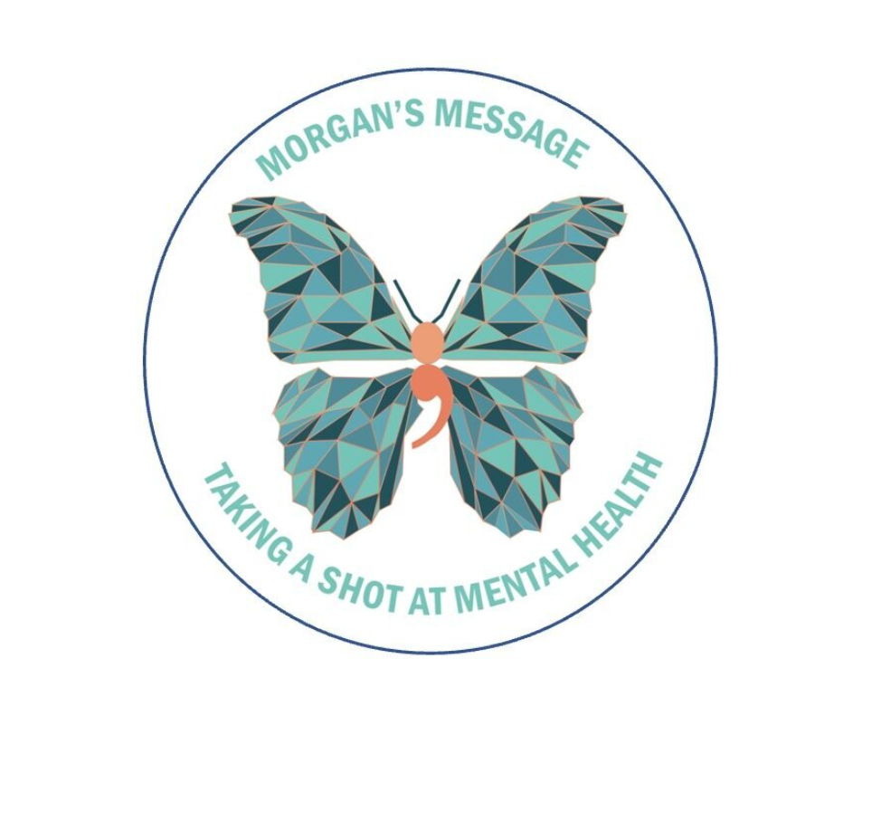 The Morgan’s Message logo is derived from her artwork as well as her love for the color teal. The semicolon acts as the butterfly’s body, symbolizing solidarity and a declaration against mental health issues.
