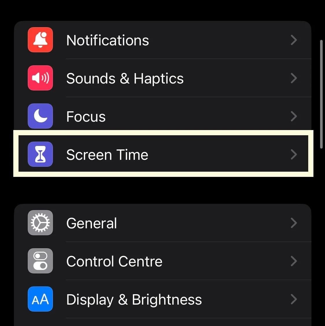 The photo shows the setting option of screen time. A lot of people experience screen problem even without knowing.