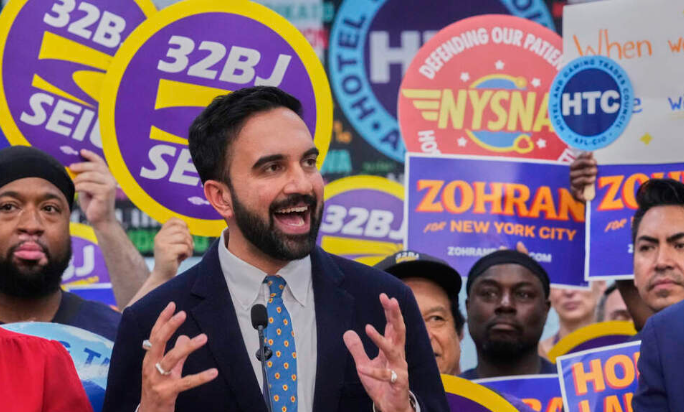 Mayor-elect of New York City Zohran Mamdani making a speech at a political rally earlier this year.